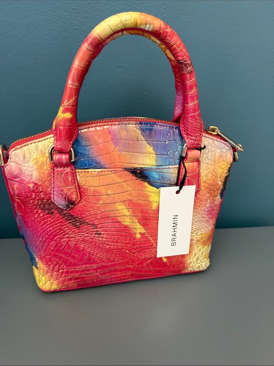 Brahmin Handbags - Brahmin Multicolor Croc-Embossed Satchel - Pink, Yellow & Blue
